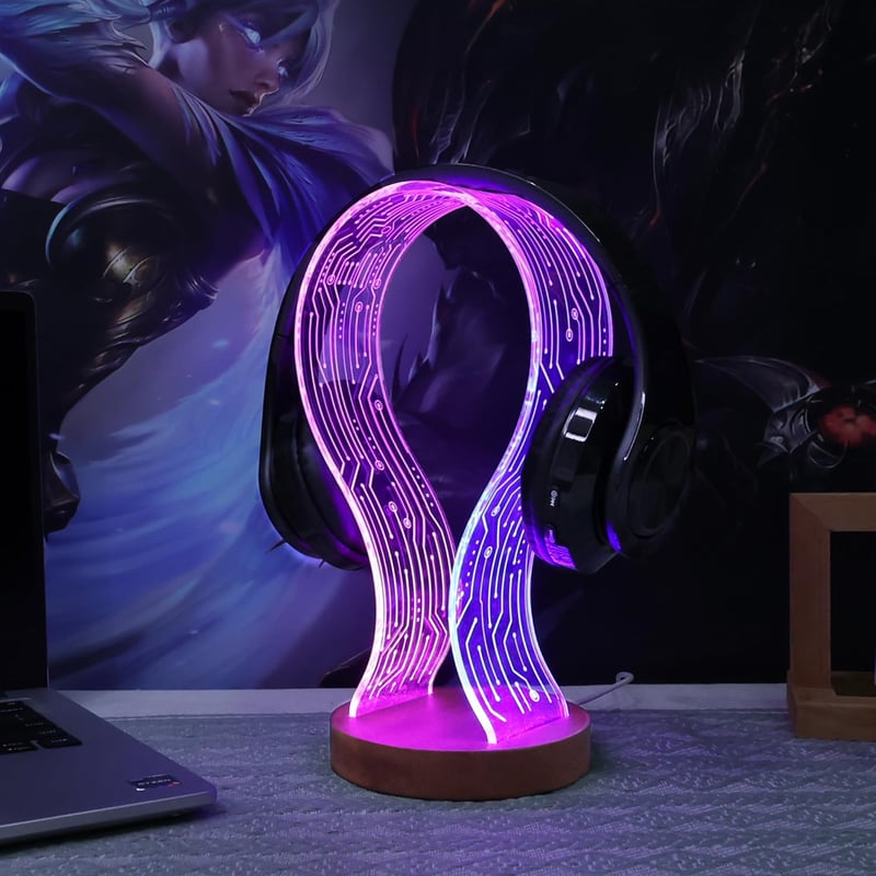 YuanDian Fa Fejhallgató Tartó LED Éjszakai Fénnyel Gamer Asztali Ajándék
