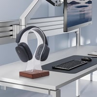 YuanDian Fejhallgató Tartó 16 Színváltó LED Világítással, Fa Headset Állvány USB és Type-C Töltőporttal, Érintésvezérléses, Távirányítós, Ga 9