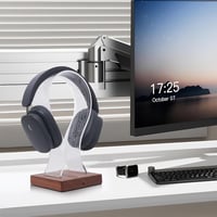YuanDian Fejhallgató Tartó 16 Színváltó LED Világítással, Fa Headset Állvány USB és Type-C Töltőporttal, Érintésvezérléses, Távirányítós, Ga 7