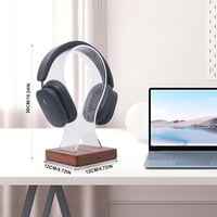 YuanDian Fejhallgató Tartó 16 Színváltó LED Világítással, Fa Headset Állvány USB és Type-C Töltőporttal, Érintésvezérléses, Távirányítós, Ga 6