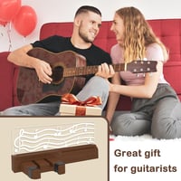 YuanDian LED Világítós Gitártartó Fali Akasztó Pengetőtartóval - USB Tápellátású Fa Gitárállvány Akusztikus Gitárhoz, Ukulelehez 6
