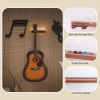 YuanDian LED Világítós Gitártartó Fali Akasztó Pengetőtartóval - USB Tápellátású Fa Gitárállvány Akusztikus Gitárhoz, Ukulelehez 4