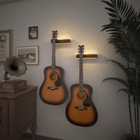 YuanDian LED Világítós Gitártartó Fali Akasztó Pengetőtartóval - USB Tápellátású Fa Gitárállvány Akusztikus Gitárhoz, Ukulelehez 3