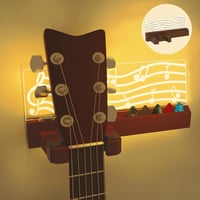 YuanDian LED Világítós Gitártartó Fali Akasztó Pengetőtartóval - USB Tápellátású Fa Gitárállvány Akusztikus Gitárhoz, Ukulelehez 9