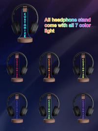 YuanDian Személyre Szabható RGB Fejhallgató Tartó Állvány Fából - 16 Színű LED Világítással Gamer Szobába, Egyedi Ajándék Játékosoknak 2