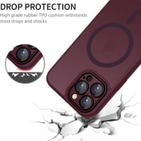 Kryt YUANDMI pre iPhone 14 Pro kompatibilný s MagSafe, magnetický, tenký, matný, s ochranou fotoaparátu, odolný proti poškriabaniu, nárazuvzdorný, protišmykový, tmavočervený 7