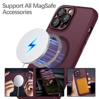 Kryt YUANDMI pre iPhone 14 Pro kompatibilný s MagSafe, magnetický, tenký, matný, s ochranou fotoaparátu, odolný proti poškriabaniu, nárazuvzdorný, protišmykový, tmavočervený 5