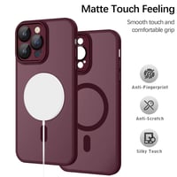 Husă YUANDMI compatibilă MagSafe pentru iPhone 15 Pro Max - silicon mat transparent, subțire, anti-alunecare, anti-zgârieturi, culoare prună 4