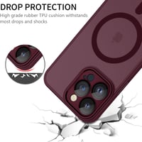 Husă YUANDMI compatibilă MagSafe pentru iPhone 15 Pro Max - silicon mat transparent, subțire, anti-alunecare, anti-zgârieturi, culoare prună 7