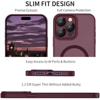 Husă YUANDMI compatibilă MagSafe pentru iPhone 15 Pro Max - silicon mat transparent, subțire, anti-alunecare, anti-zgârieturi, culoare prună 3