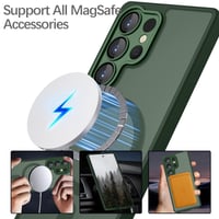 Kryt na Samsung Galaxy S22 Ultra YUANDMI kompatibilný s MagSafe, magnetický matný zelený kryt na telefón s ochranou fotoaparátu, protišmykový, odolný voči poškriabaniu, nárazuvzdorný 5