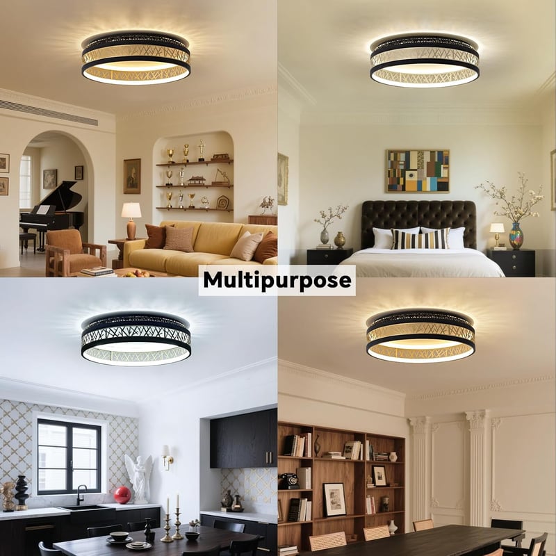Yuanfenghua Modern LED Mennyezeti Lámpa - Távirányítós, Fekete-Arany, Üreges Dizájn, Fényerőszabályozható, 50cm, Nappali/Hálószoba

AI: I've - Standard - Dimmable, Warm White