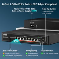 Switch de rețea YuanLey cu 10 porturi 2.5G PoE, 8x2.5Gbps + 2x10G SFP, 120W, carcasă metalică 3
