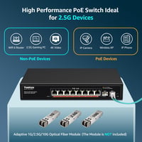 Switch de rețea YuanLey cu 10 porturi 2.5G PoE, 8x2.5Gbps + 2x10G SFP, 120W, carcasă metalică 4