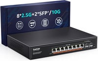 Switch de rețea YuanLey cu 10 porturi 2.5G PoE, 8x2.5Gbps + 2x10G SFP, 120W, carcasă metalică 1