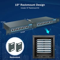 YuanLey 10 portos PoE switch 8x100Mbps 2x1Gbps 120W fémházas hálózati elosztó 5