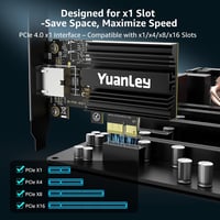 YuanLey 10G PCIe Hálózati Kártya Marvell AQC113 Vezérlővel, 10Gb Ethernet Adapter RJ45 Csatlakozóval, Windows 10/11 és Linux Kompatibilis 5