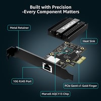 YuanLey 10G PCIe Hálózati Kártya Marvell AQC113 Vezérlővel, 10Gb Ethernet Adapter RJ45 Csatlakozóval, Windows 10/11 és Linux Kompatibilis 4