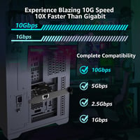 YuanLey 10G PCIe Hálózati Kártya Marvell AQC113 Vezérlővel, 10Gb Ethernet Adapter RJ45 Csatlakozóval, Windows 10/11 és Linux Kompatibilis 2
