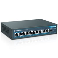 YuanLey 11-portový Gigabit PoE Switch 8 PoE+ portov 1000 Mbps 2 Uplink 1 SFP port 120W Ethernetový prepínač Kovové prevedenie QoS 1