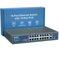 YuanLey 16-portni PoE+ switch, 2 gigabitna uplink porta, 1 SFP, 250W, VLAN, 6KV zaštita - crni 1