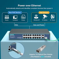 YuanLey 16 portos PoE switch 2 Gigabit uplink, 250W, 802.3af/at, VLAN, 6KV védelem - 19 4