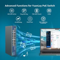 YuanLey 16 portos PoE switch 2 Gigabit uplink, 250W, 802.3af/at, VLAN, 6KV védelem - 19 3