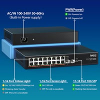 YuanLey 18 portos 2.5G hálózati switch, 16x2.5G + 2x10G SFP, fémházas, asztali/rack - 18 Port | 16x2.5G +2x10G SFP, black 3