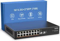 YuanLey 18 portos 2.5G hálózati switch, 16x2.5G + 2x10G SFP, fémházas, asztali/rack - 18 Port | 16x2.5G +2x10G SFP, black 1