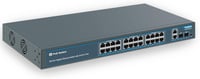 YuanLey 28 Portos Gigabit PoE Switch 24x PoE+ 400W Hálózati Kapcsoló 2 SFP Port Fém Ház Rack Szerelhető 1