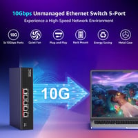 YuanLey 5 portos 10G Ethernet switch, 100Gbps kapacitás, automatikus sebességváltás - 5 port 10G, black 2