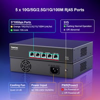 YuanLey 5 portos 10G Ethernet switch, 100Gbps kapacitás, automatikus sebességváltás - 5 port 10G, black 3