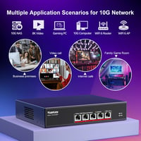YuanLey 5 portos 10G Ethernet switch, 100Gbps kapacitás, automatikus sebességváltás - 5 port 10G, black 7