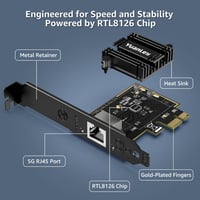 YuanLey 5Gb PCIe Hálózati Kártya RTL8126 Chippel, 5G/2.5G/1G Ethernet Adapter RJ45 Porttal, WOL Támogatás Windows/Linux PC-hez 3