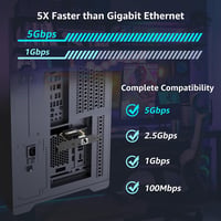 YuanLey 5Gb PCIe Hálózati Kártya RTL8126 Chippel, 5G/2.5G/1G Ethernet Adapter RJ45 Porttal, WOL Támogatás Windows/Linux PC-hez 2