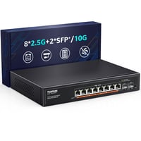 YuanLey 9-portový 2.5G PoE switch, 8x2.5G PoE+, 10G SFP, 120W, kovové telo – čierny 1