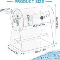 YUCHENGTECH Átlátszó Akril Sorsolódob Fogantyúval - Bingó Tombola Szerencsekerék 2000 Szelvényhez, 2 Kulccsal 2