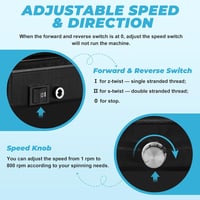 Dispozitiv electric de tors YUCHENGTECH cu pedală, 12V, pentru lână, cu regulator de viteză 5