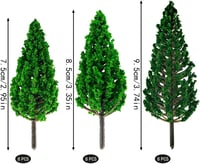 YuChiSX Műanyag Modellfa Készlet - 24 db Élethű Zöld Miniatűr Fa (7,5-9,5 cm) Terepasztalhoz, Vasútmodellhez, Makett Építéshez és Kerti Deko 2