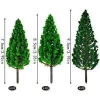 YuChiSX Set plastičnih modela drveća - 24 komada realističnih zelenih minijaturnih stabala (7,5-9,5 cm) za makete, željezničke modele, modeliranje i vrtnu dekoraciju 2