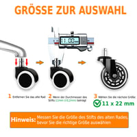 YUCONECT Irodai Szék Görgő 5 db-os Szett 300 kg-ig Gumis Kerekek 11 mm 2