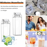 Yudobliss 1000ml Tejkarton Palack 2db Átlátszó Újrahasználható Italtartó 3