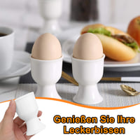 Yudobliss Porcelánová súprava na vajíčka 6 ks, biele okrúhle stojany na vajíčka na raňajky 7x5,2 cm, stohovateľné kalíšky na vajíčka na brunch 7