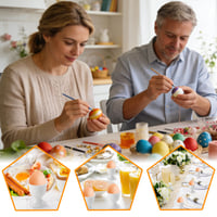 Yudobliss Porcelánová súprava na vajíčka 6 ks, biele okrúhle stojany na vajíčka na raňajky 7x5,2 cm, stohovateľné kalíšky na vajíčka na brunch 6