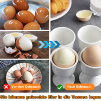 Yudobliss Porcelánová súprava na vajíčka 6 ks, biele okrúhle stojany na vajíčka na raňajky 7x5,2 cm, stohovateľné kalíšky na vajíčka na brunch 4