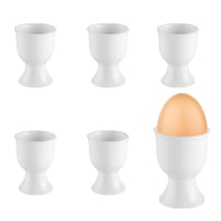 Yudobliss Porcelánová súprava na vajíčka 6 ks, biele okrúhle stojany na vajíčka na raňajky 7x5,2 cm, stohovateľné kalíšky na vajíčka na brunch 1