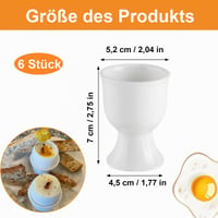 Yudobliss Porcelánová súprava na vajíčka 6 ks, biele okrúhle stojany na vajíčka na raňajky 7x5,2 cm, stohovateľné kalíšky na vajíčka na brunch 2