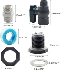 Yuecuu PVC Vízcsap Szett 1 Hüvelykes Szabályozó Szelep Medence Akvárium Hordó 2