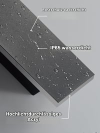 YUEEU LED zidna svjetiljka vanjska 60 cm crna IP65 vodootporna aluminijska 3000K toplo bijela vanjska i unutarnja zidna svjetiljka za terasu, vrt, verandu, vilu 5