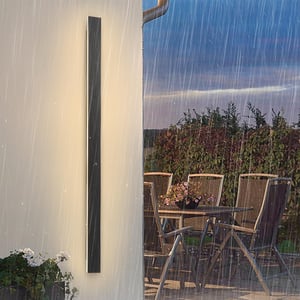 Lampă de perete LED YUEEU, 60 cm, neagră, IP65, impermeabilă, aluminiu, 3000K, alb cald, lampă de perete pentru exterior și interior, pentru terasă, grădină, verandă, vilă